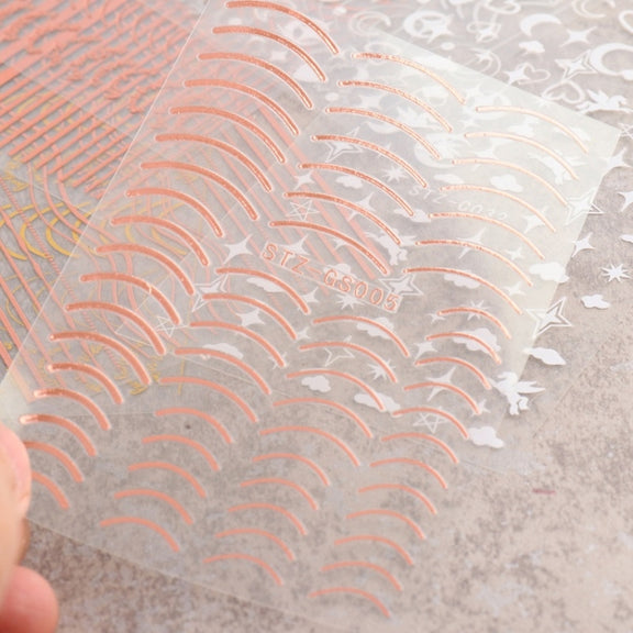 Gold Silver Manicure Stickers Imitation Metal Line Adhesive Nail Stickers(Stz-GS004 Rose Gold)