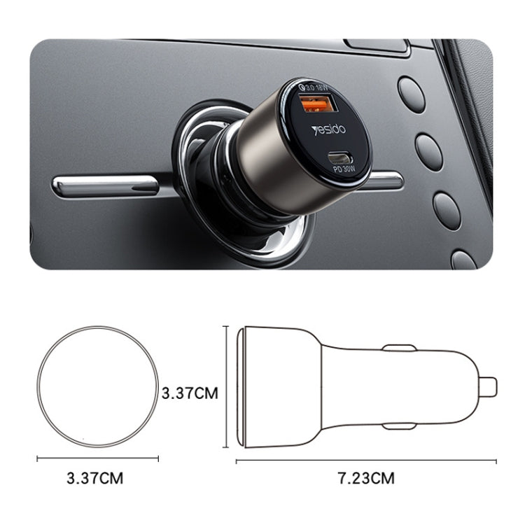 Yesido Y52 48W Dual-channel Fast Charging Zinc Alloy QC3.0 Car Charger(Black) - Car Charger by Yesido | Online Shopping South Africa | PMC TechLife | Buy Now Pay Later Mobicred