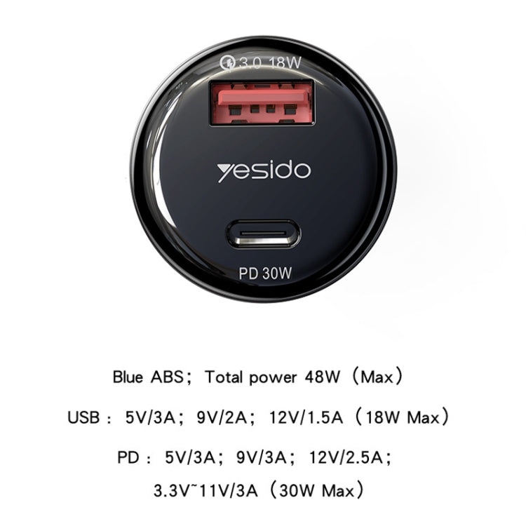 Yesido Y52 48W Dual-channel Fast Charging Zinc Alloy QC3.0 Car Charger(Black) - Car Charger by Yesido | Online Shopping South Africa | PMC TechLife | Buy Now Pay Later Mobicred