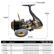 TF8000 Long-distance Casting Reel Large Gapless Sea Rod Fishing Reel Spinning Reel