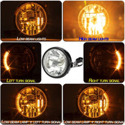 Motorcycle 7 Inch LED Headlight Angel Ring With Steering Function(No Bracket)