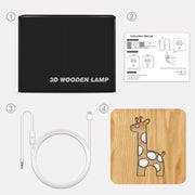 FS-T2330W  3D Wooden Carving Giraffe Table Lamp USB Night Light Crafts