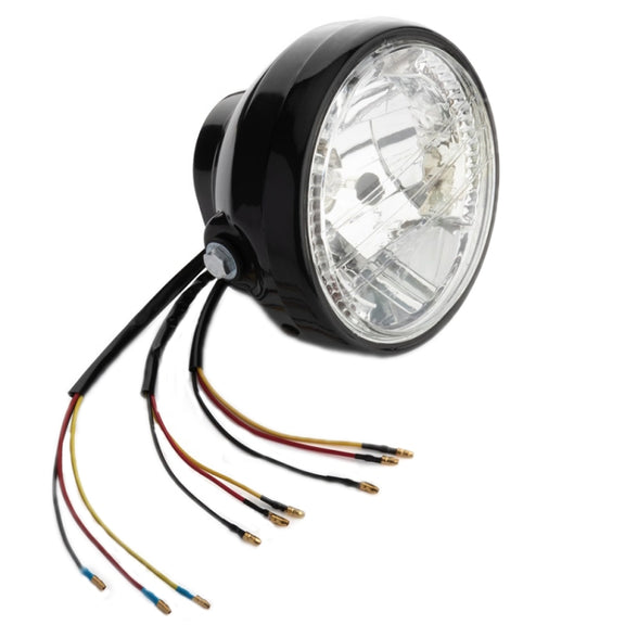 Motorcycle 7 Inch LED Headlamp Angel Ring Steering Function With Bracket(Shock Absorber Diameter 28-36mm)