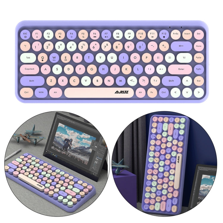 Ajazz 308I 84 Keys Tablet Computer Notebook Home Office Punk Bluetooth Keyboard(Milk Tea Color) - free shipping - PMC Jewellery - Order now!