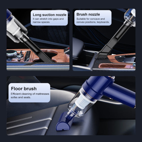 SUITU  ST-6638 Car Wireless Vacuum Cleaner Suction and Blower Integrated With Light ,Spec: Luxury  Type-A Charge