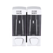 Double Head Wall Mounted Manual Press Soap Dispenser Shampoo Bottle Hand Wash Body Wash Dispenser, Color: White