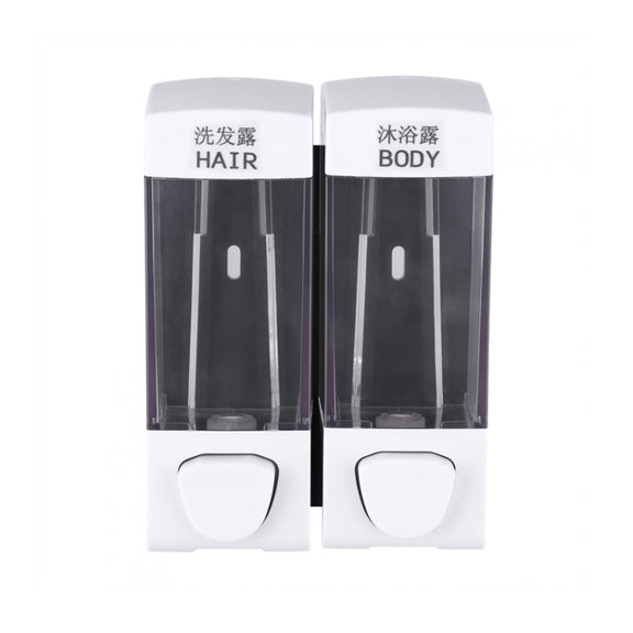 Double Head Wall Mounted Manual Press Soap Dispenser Shampoo Bottle Hand Wash Body Wash Dispenser, Color: White