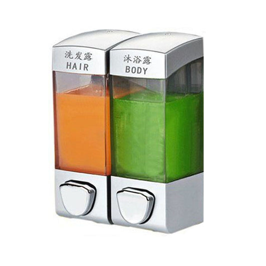 Double Head Wall Mounted Manual Press Soap Dispenser Shampoo Bottle Hand Wash Body Wash Dispenser, Color: Matte - Soap Dispenser by PMC Jewellery | Online Shopping South Africa | PMC Jewellery | Buy Now Pay Later Mobicred