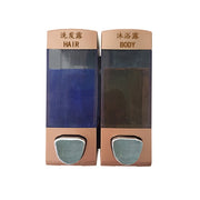 Double Head Wall Mounted Manual Press Soap Dispenser Shampoo Bottle Hand Wash Body Wash Dispenser, Color: Golden