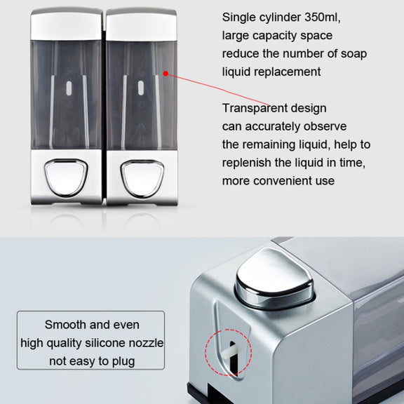 Double Head Wall Mounted Manual Press Soap Dispenser Shampoo Bottle Hand Wash Body Wash Dispenser, Color: Golden
