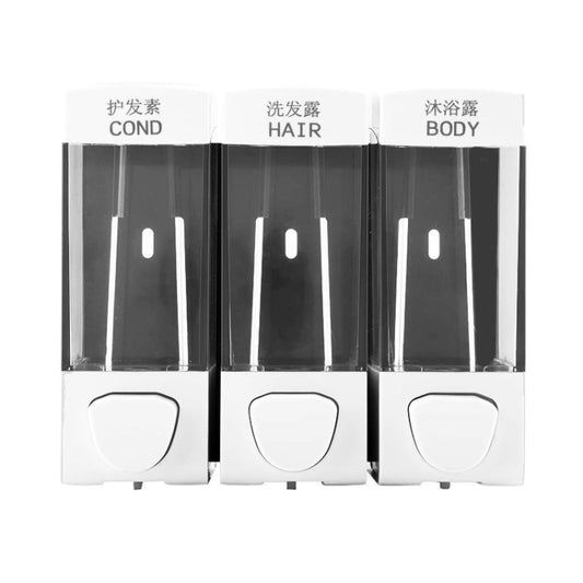 Three Head Wall Mounted Manual Press Soap Dispenser Shampoo Bottle Hand Wash Body Wash Dispenser, Color: White - Soap Dispenser by PMC Jewellery | Online Shopping South Africa | PMC Jewellery | Buy Now Pay Later Mobicred