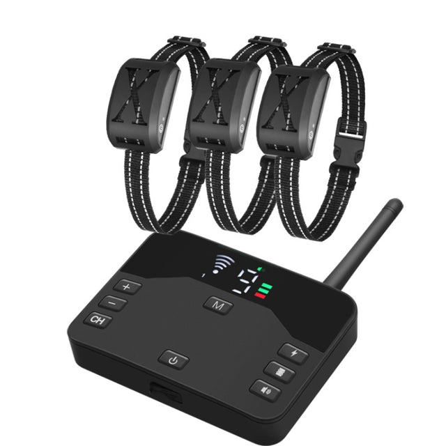 2-In-1 Electric Dog Fence & Remote Training Collar Adjustable Vibration & Shock For 3 Dogs(Black)
