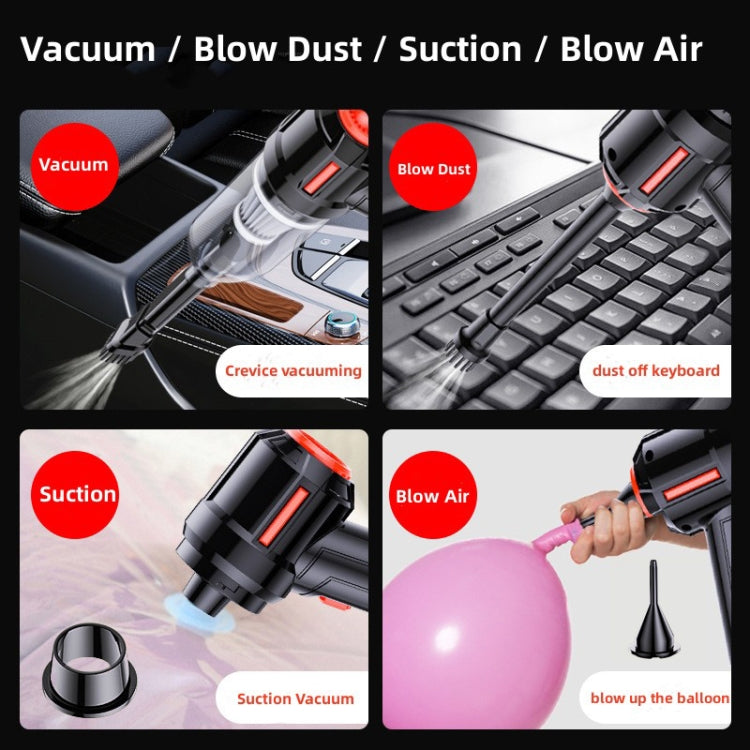 SUITU  ST-6629 3 In 1 5500pa Car Wireless Vacuum Cleaner Blowing Suction And Pumping 3 Modes Black -USB Cable