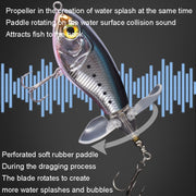 DF065 9g Double Paddle Tractor Surface Tether Roadrunner Fake Lure Long-distance Casting Lure(Tiger Pattern)