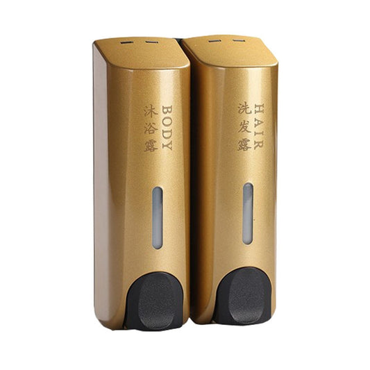 Round Wall Mounted Manual Press Soap Dispenser Shampoo Bottle Hand Wash Body Wash Dispenser, Specification: Double Head Golden - Soap Dispenser by PMC Jewellery | Online Shopping South Africa | PMC Jewellery | Buy Now Pay Later Mobicred