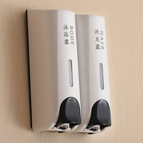 Round Wall Mounted Manual Press Soap Dispenser Shampoo Bottle Hand Wash Body Wash Dispenser, Specification: Double Head Matte