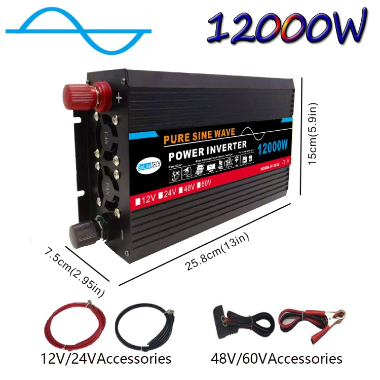 12000W (Actual 2000W) 60V to 220V High Power Car Sine Wave Inverter Power Converter - Pure Sine Wave by PMC TechLife | Online Shopping South Africa | PMC TechLife | Buy Now Pay Later Mobicred