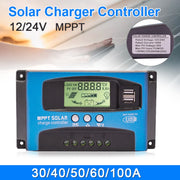 YCX-003 30-100A Solar Charging Controller with LED Screen & Dual USB Port Smart MPPT Charger, Model: 12/24/36/48/60V 100A