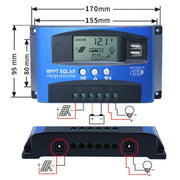 YCX-003 30-100A Solar Charging Controller with LED Screen & Dual USB Port Smart MPPT Charger, Model: 12/24V 60A