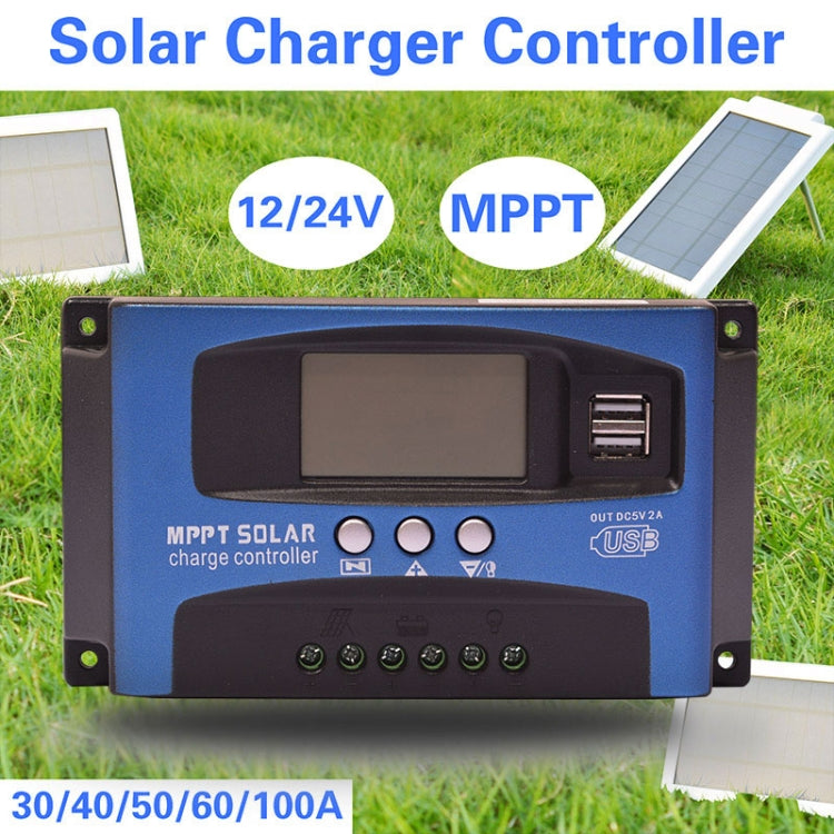 YCX-003 30-100A Solar Charging Controller with LED Screen & Dual USB Port Smart MPPT Charger, Model: 12/24/36/48/60V 100A