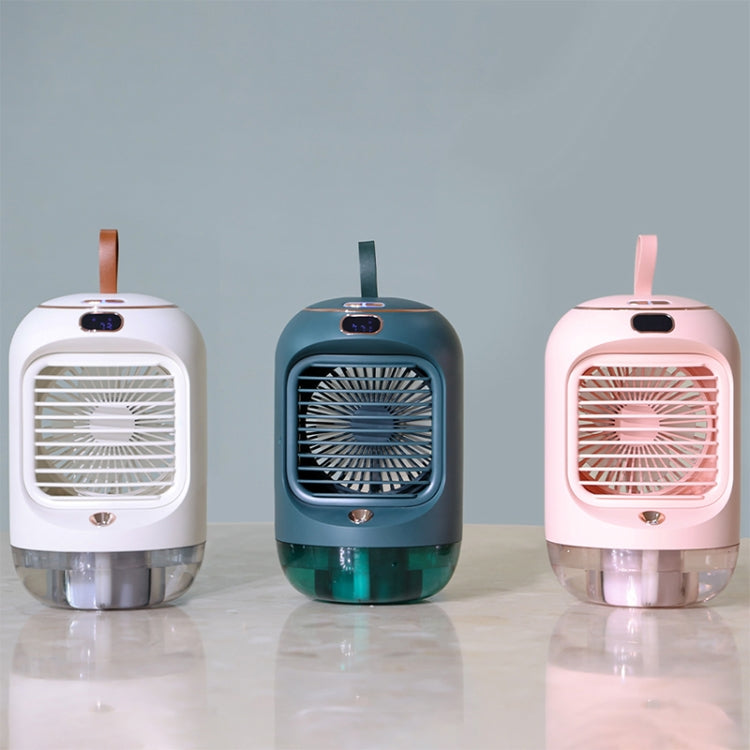 RD22 Rotating Humidification Fan Warm Light Atmosphere Light Automatic Shaking Head with Digital Display Air Cooler(White)