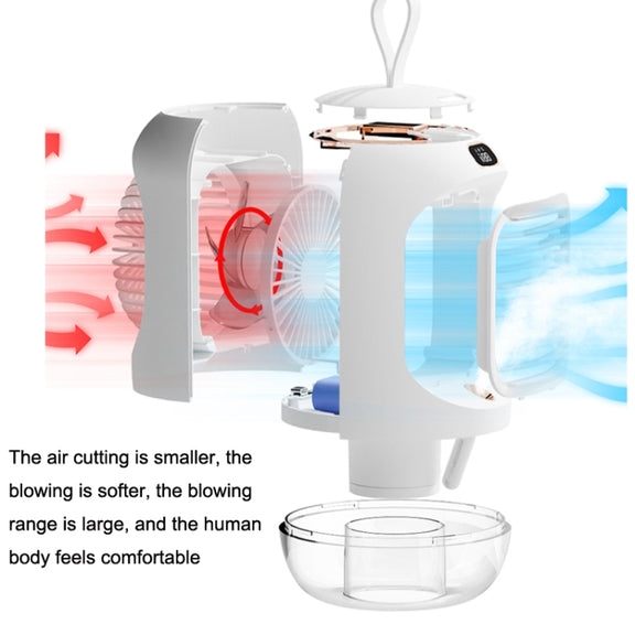 RD22 Rotating Humidification Fan Warm Light Atmosphere Light Automatic Shaking Head with Digital Display Air Cooler(White)