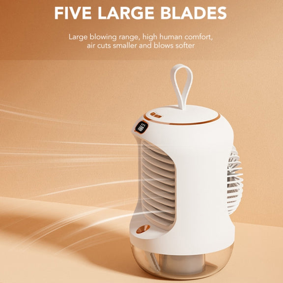 RD22 Rotating Humidification Fan Warm Light Atmosphere Light Automatic Shaking Head with Digital Display Air Cooler(White)