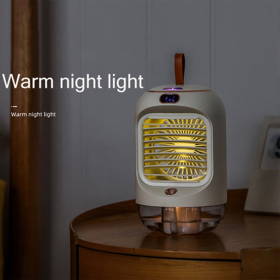 RD22 Rotating Humidification Fan Warm Light Atmosphere Light Automatic Shaking Head with Digital Display Air Cooler(White)