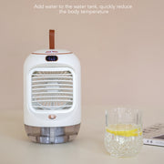 RD22 Rotating Humidification Fan Warm Light Atmosphere Light Automatic Shaking Head with Digital Display Air Cooler(White)