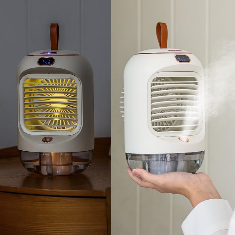 RD22 Rotating Humidification Fan Warm Light Atmosphere Light Automatic Shaking Head with Digital Display Air Cooler(White)