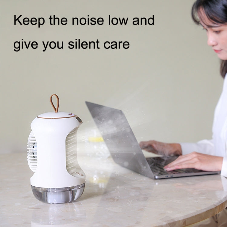 RD22 Rotating Humidification Fan Warm Light Atmosphere Light Automatic Shaking Head with Digital Display Air Cooler(White)