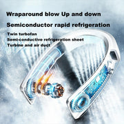 WT-F54 Wind From All Sides Long Battery Life Semiconductor Cooling Hanging Neck Fan(White)