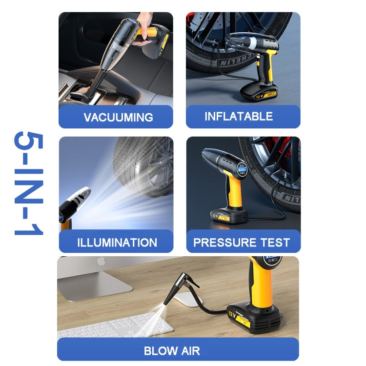 SUITU ST-6637  Wireless+Toolbox 5 In 1 60W  Double Motor Car Vacuum Cleaner With Blowing Air Pump Pressure Measuring Lighting Function