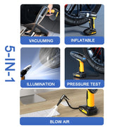SUITU ST-6637  Wireless Model 5 In 1 60W  Double Motor Car Vacuum Cleaner With Blowing Air Pump Pressure Measuring Lighting Function