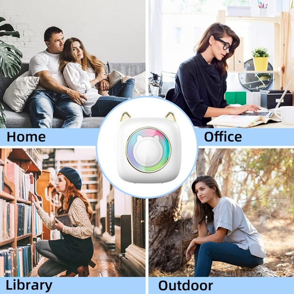 C23 Seven Colors Atmosphere Breathing Light Wireless Thermal Printer, Color: White+3 Rolls Color Paper