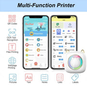 C23 Seven Colors Atmosphere Breathing Light Wireless Thermal Printer, Color: White+3 Rolls Color Paper