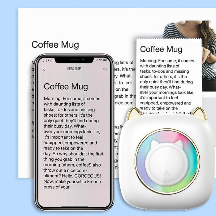 C23 Seven Colors Atmosphere Breathing Light Wireless Thermal Printer, Color: White+3 Rolls Color Paper