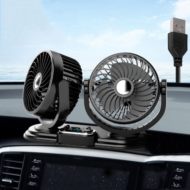 F621 Car Rotatable Turntable Silent Car Double Head Fan, Model: USB - Heating & Fans by PMC TechLife | Online Shopping South Africa | PMC TechLife | Buy Now Pay Later Mobicred