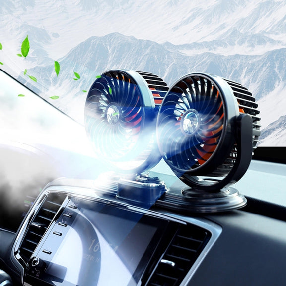 F621U Car Rotatable Turntable Silent Car Double Head Fan, Model: High Allocation USB