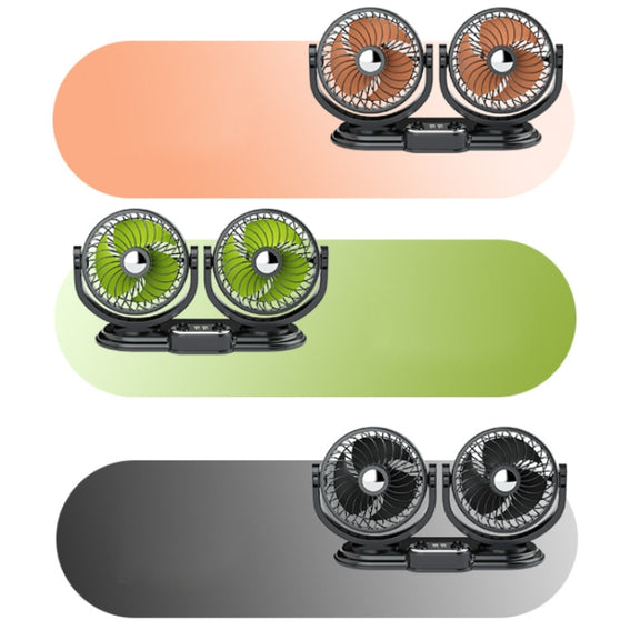 F621U Car Rotatable Turntable Silent Car Double Head Fan, Model: High Allocation USB