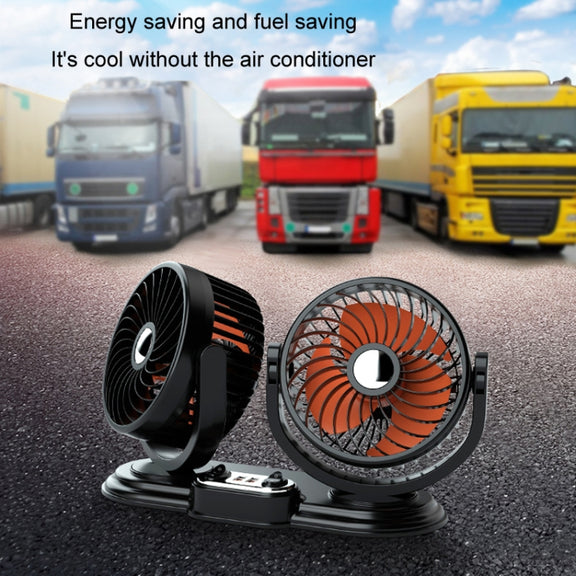 F621U Car Rotatable Turntable Silent Car Double Head Fan, Model: High Allocation USB