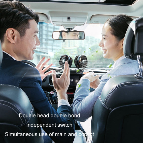 F621U Car Rotatable Turntable Silent Car Double Head Fan, Model: High Allocation USB