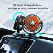 F621U Car Rotatable Turntable Silent Car Double Head Fan, Model: High Allocation USB