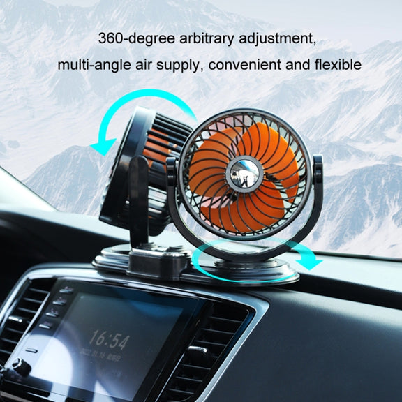 F621U Car Rotatable Turntable Silent Car Double Head Fan, Model: High Allocation USB