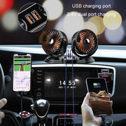 F621U Car Rotatable Turntable Silent Car Double Head Fan, Model: High Allocation USB