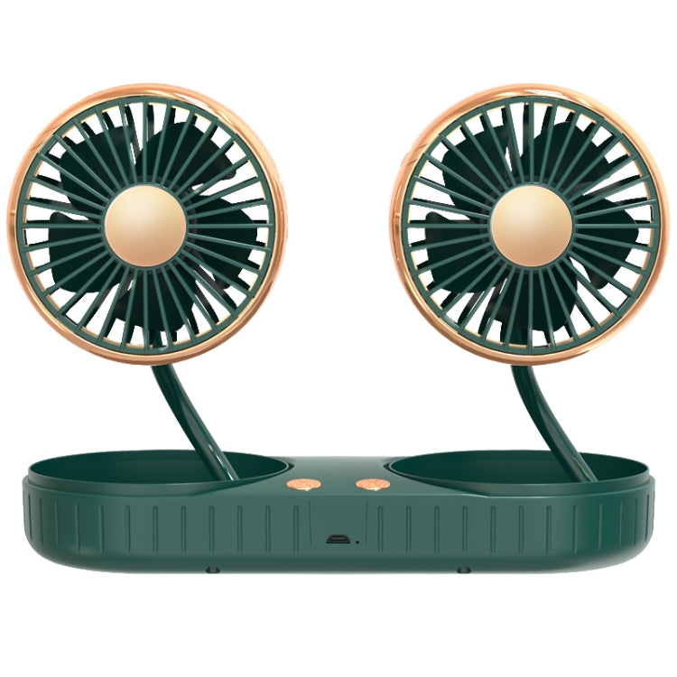 F304 Double-head Hose Built-in Lithium Battery USB Car Fan, Color: Green Gold - Heating & Fans by PMC TechLife | Online Shopping South Africa | PMC TechLife | Buy Now Pay Later Mobicred
