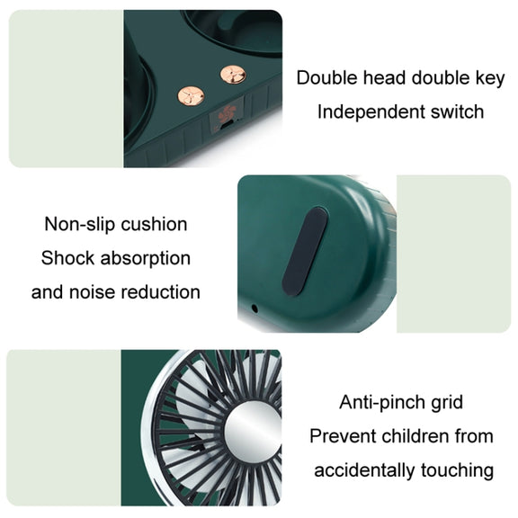 F304 Double-head Hose Built-in Lithium Battery USB Car Fan, Color: Black Silver