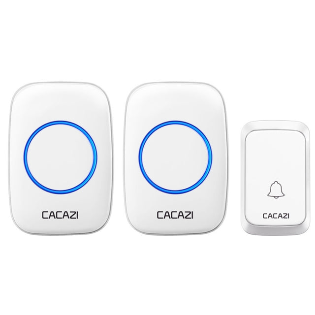 CACAZI A06-DC 1 to 2 Battery Smart Home Wireless Water-resistant Doorbell(White)