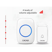 CACAZI A06-DC 1 to 2 Battery Smart Home Wireless Water-resistant Doorbell(White)