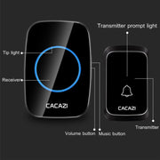 CACAZI A06-DC 1 to 2 Battery Smart Home Wireless Water-resistant Doorbell(White)